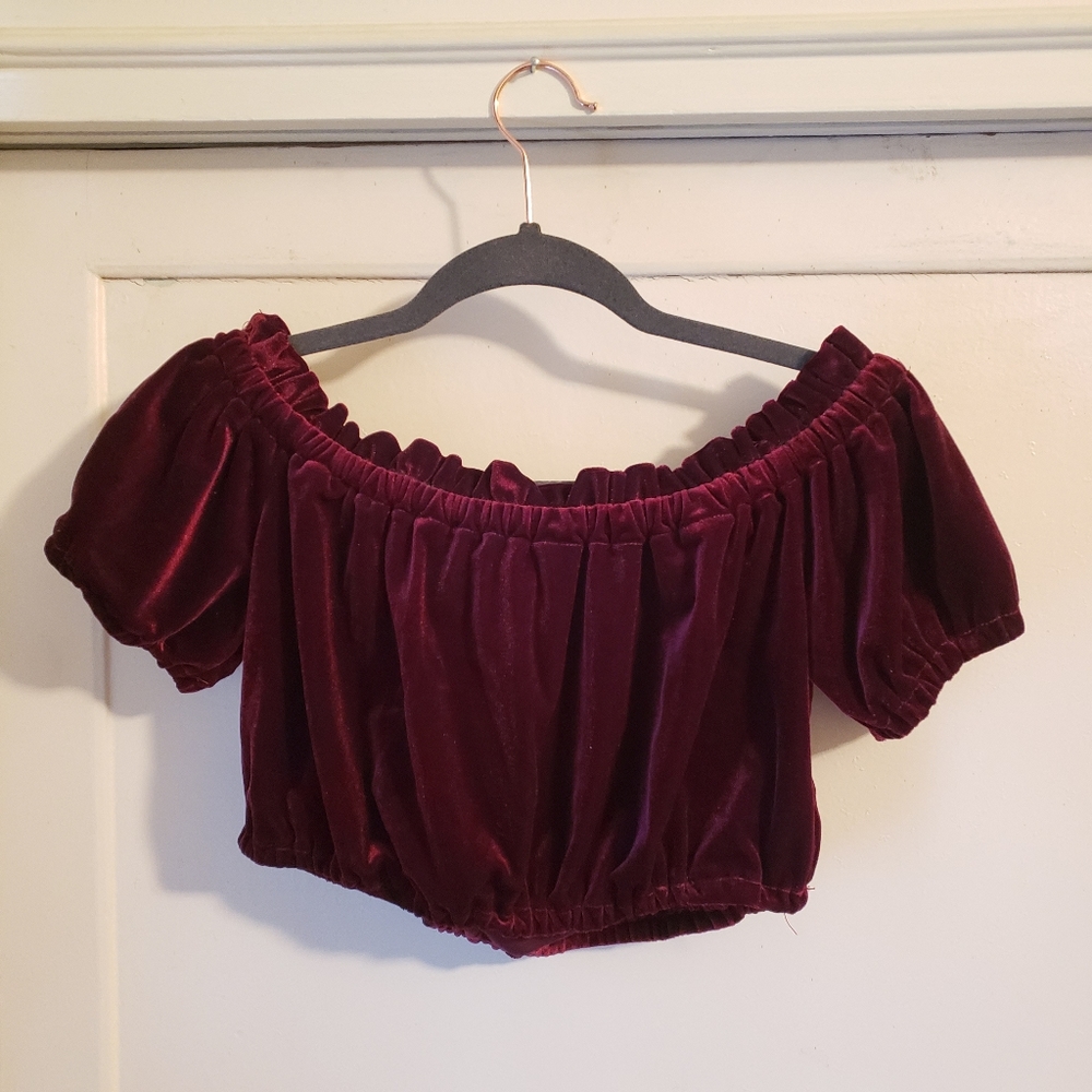 K TOO crushed velvet crop top